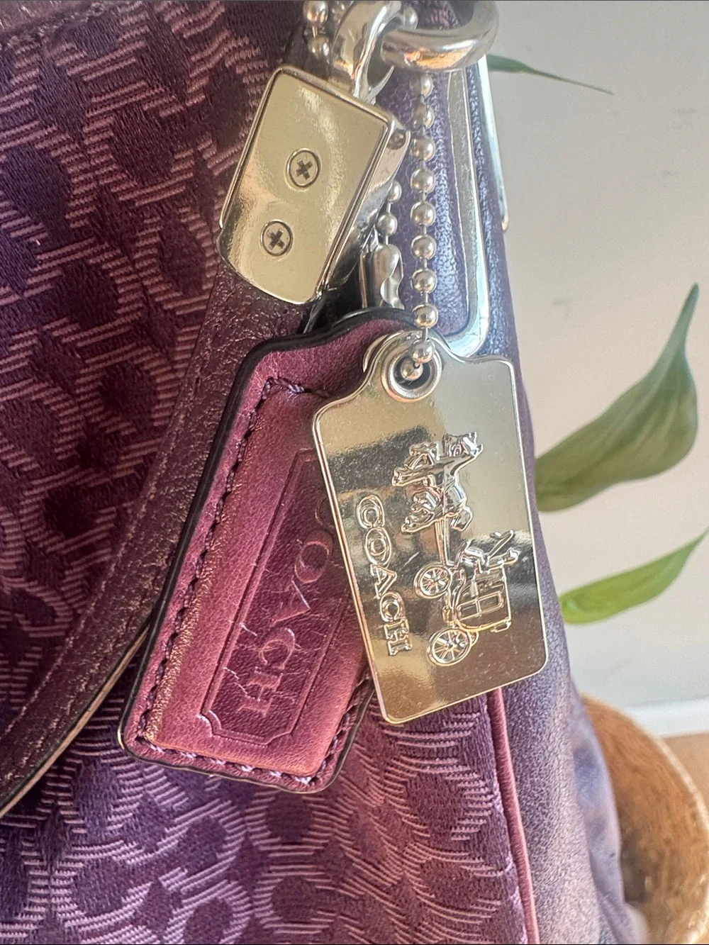 Coach Madison Phoebe Plum Signature Jacquard Shoulder Bag